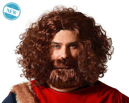 Peluca Rizada Corta Castaña 140 gr para Fiestas Temáticas, Carnaval o Teatro