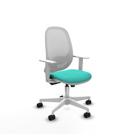 PIQUERAS Y CRESPO Silla de oficina Cilanco con mecanismo Sincro, Turquesa y Blanco