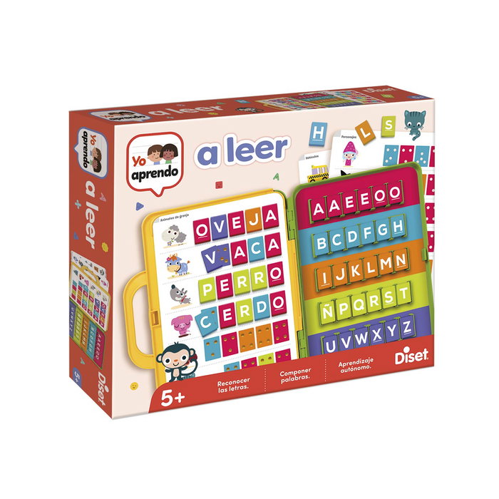Diset Maletín Educativo Yo Aprendo A Leer 63715 para Aprender Palabras y Deletrear, Autocorrectivo, +5 Años, 90 Palabras