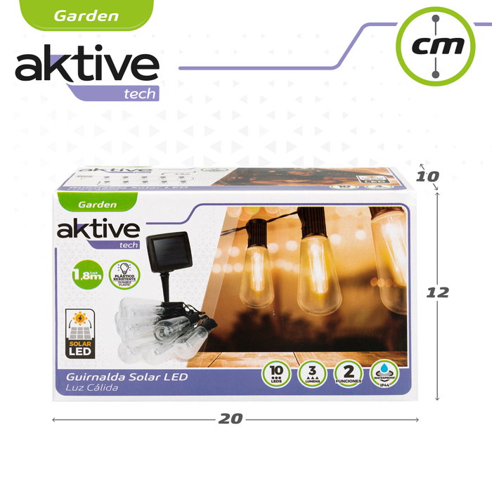 AKTIVE Guirnalda Solar de 2m con 10 Luces