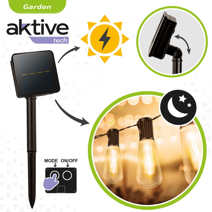 AKTIVE Guirnalda Solar de 2m con 10 Luces
