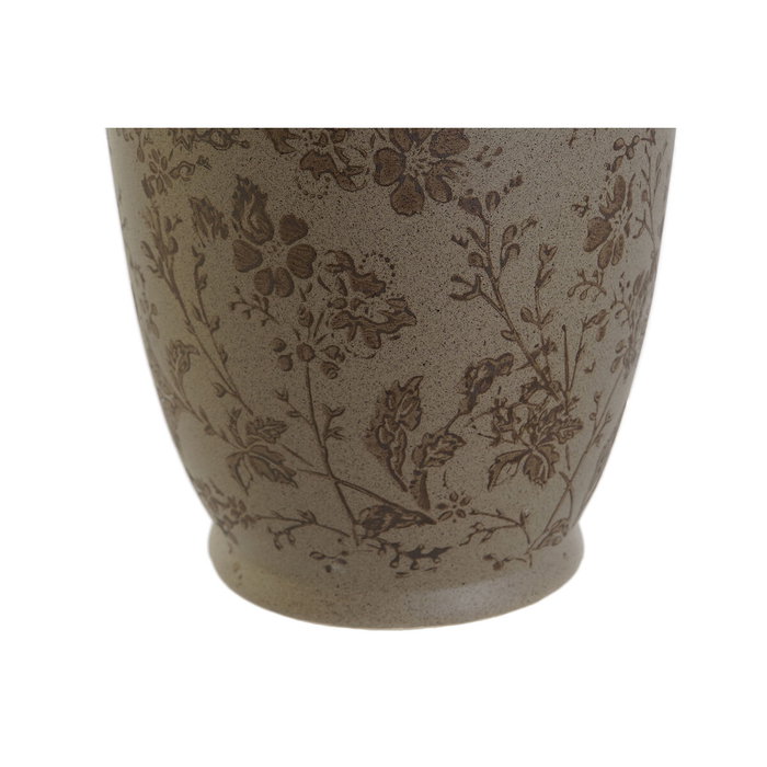 DKD Home Decor Jarrón de Gres con Diseño de Hojas Mate Marrón y Verde