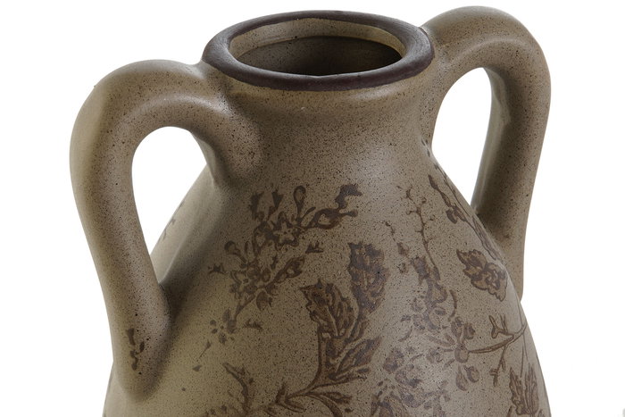 DKD Home Decor Jarrón Shabby Cottage 23 Marrón Verde Gres 13 x 35 x 13 cm