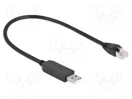 DeLOCK Cable de conexión serial USB 2.0 Tipo-A a RS-232 RJ45 25 cm Negro con Chipset FTDI