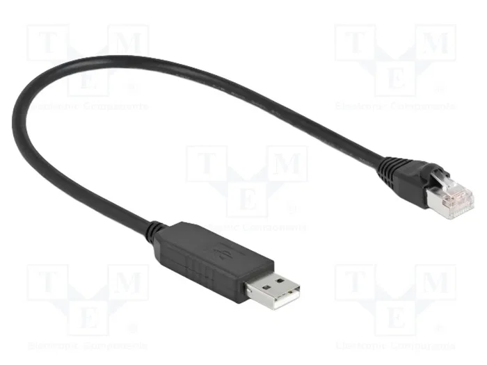 DeLOCK Cable de conexión serial USB 2.0 Tipo-A a RS-232 RJ45 25 cm Negro con Chipset FTDI DeLOCK Cable de conexión serial USB 2.0 Tipo-A a RS-232 RJ45 25 cm Negro con Chipset FTDI