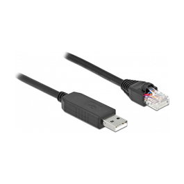 DeLOCK Cable de conexión serial USB 2.0 Tipo-A a RS-232 RJ45, 25 cm negro