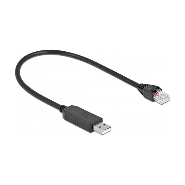 DeLOCK Cable de conexión serial USB 2.0 Tipo-A a RS-232 RJ45, 25 cm negro