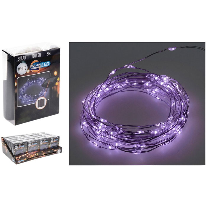 Basics Guirnalda micro LED solar, 100 LEDs, blanco frío, 7 m