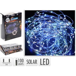 Basics Guirnalda micro LED solar, 100 LEDs, blanco frío, 7 m