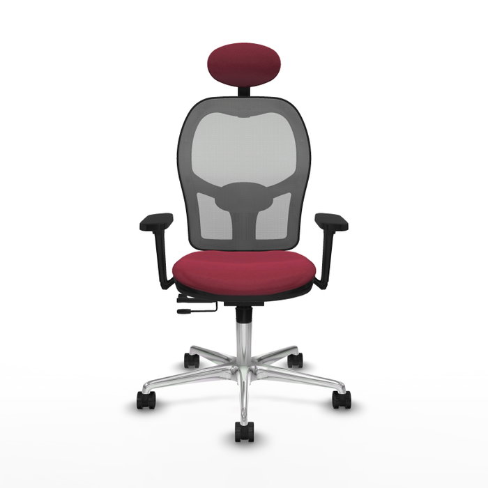 PIQUERAS Y CRESPO Silla de oficina Jorquera con mecanismo Sincro/Traslack, Granate y Gris