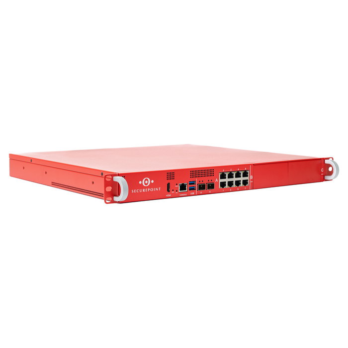 Securepoint RC2000R G6 Cortafuegos de Rack 1U, 91 Gbit/s, VPN 11 Gbit/s, 8 Puertos LAN 2.5G, 2000 Usuarios, AES, SSD, SFP+