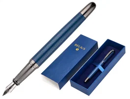 Belius Neptuno Pluma Aluminio Textura Wavy Azul Marino Tinta Azul Caja Diseño M