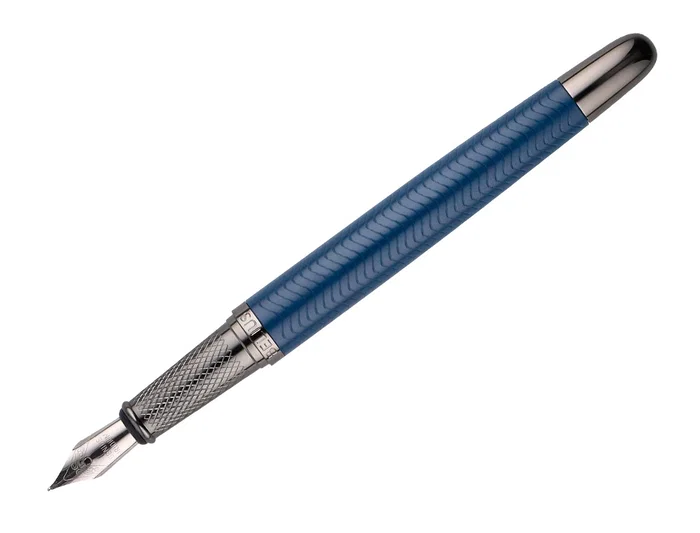 Belius Neptuno Pluma Aluminio Textura Wavy Azul Marino Tinta Azul Caja Diseño M