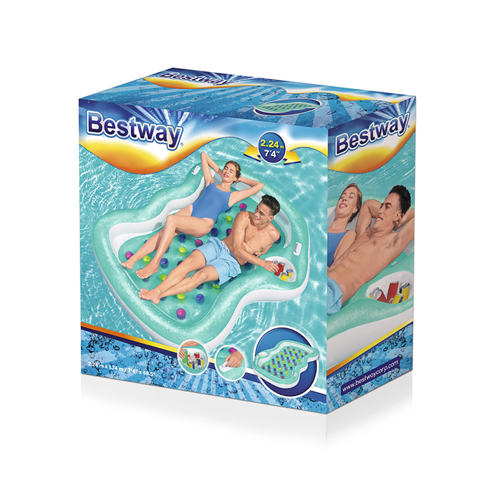 Bestway Colchoneta Doble Hinchable con Vasos y Nevera Multicolor
