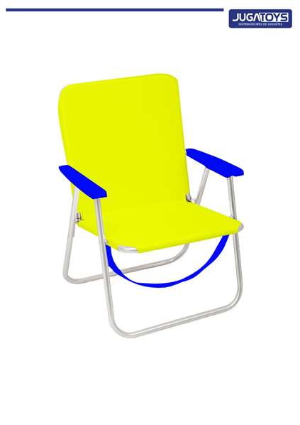 JugaToys Silla de playa de aluminio fija amarillo neón con asas