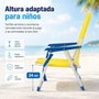 JugaToys Silla de playa de aluminio fija amarillo neón con asas
