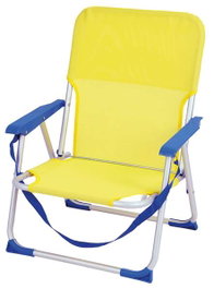 JugaToys Silla de playa de aluminio fija amarillo neón con asas