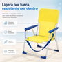 JugaToys Silla de playa de aluminio fija amarillo neón con asas