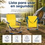 JugaToys Silla de playa de aluminio fija amarillo neón con asas
