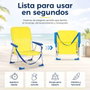 JugaToys Silla de playa de aluminio fija amarillo neón con asas