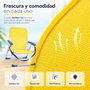 JugaToys Silla de playa de aluminio fija amarillo neón con asas