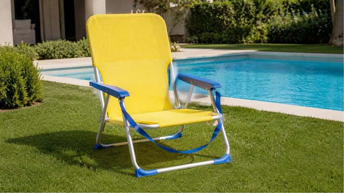 JugaToys Silla de playa de aluminio fija amarillo neón con asas