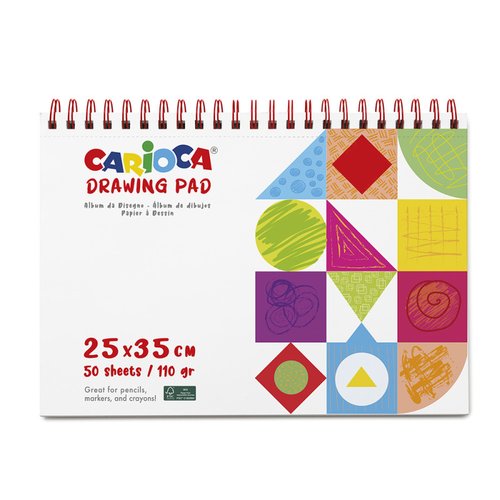 CARIOCA Cuaderno de dibujo con espiral grano fino 25x35cm 110g 50h CARIOCA Cuaderno de dibujo con espiral grano fino 25x35cm 110g 50h