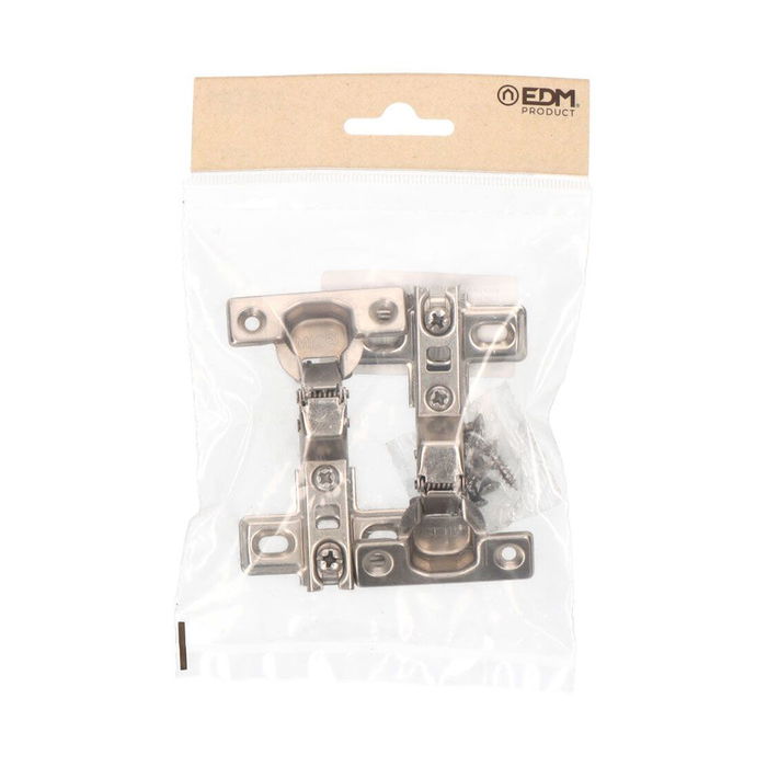 Edm Bisagra Cazoleta Super Acodada BC01 26mm Zincado Acero con Tornillos y Base Incluidos