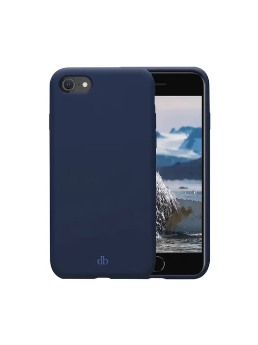 Dbramante1928 Funda para iPhone SE/8/7 (11,9 cm/4.7") Marina - Silicona y Plástico Reciclado, Compatible con Carga Inalámbrica