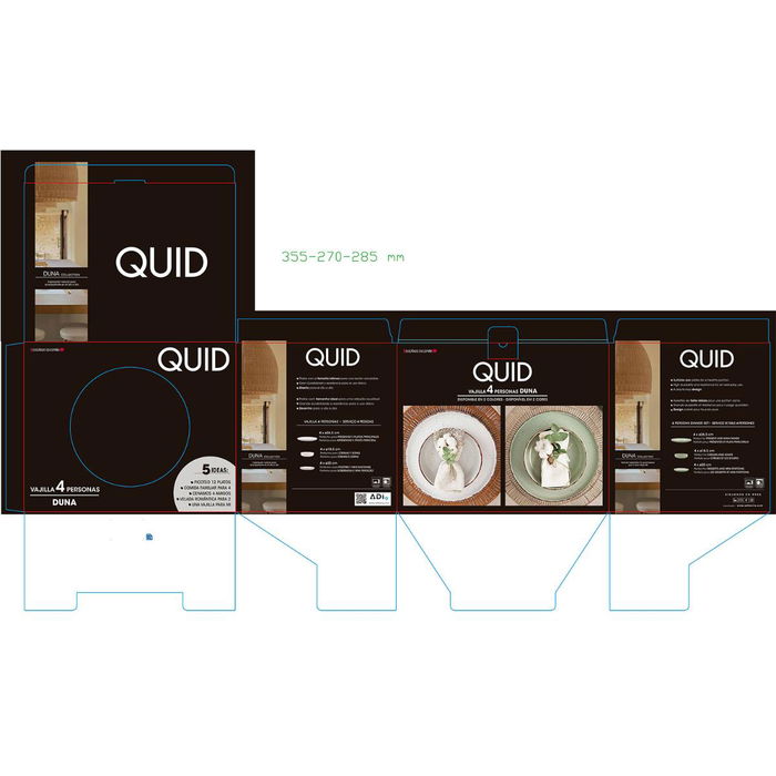 Vajilla Cerámica Duna Quid 12 Piezas - 4 Personas