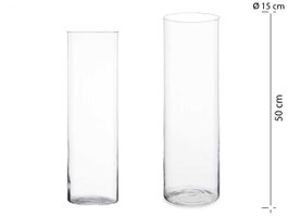 Giftdecor Jarrón de Cristal Cilíndrico Transparente, 15 cm de Diámetro x 50 cm de Alto, Vidrio