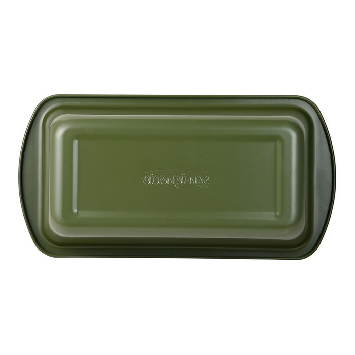 San Ignacio Molde Rectangular Experto para Horno, Acero al Carbono 25.5 x 13.3 x 5.7 cm, Antiadherente Negro, Color Verde Oliva