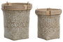 DKD Home Decor Set de 2 Cestas de Ratán y Paja Decapé Natural