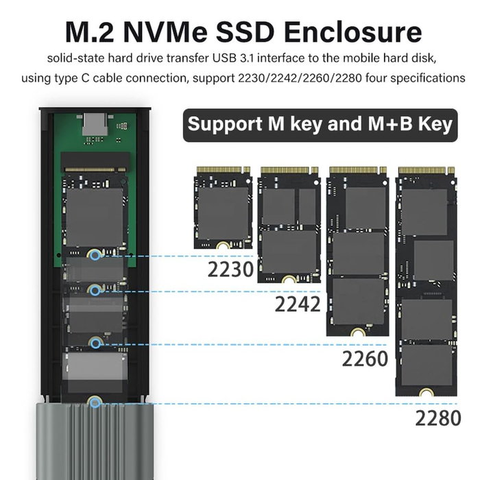 Ewent EW7025 Carcasa para SSD M.2 NVMe USB-C Gris Ewent EW7025 Carcasa para SSD M.2 NVMe USB-C Gris
