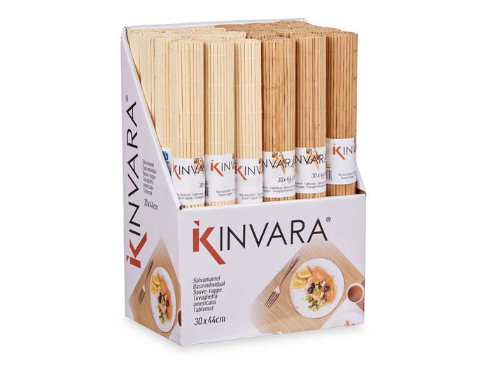 Kinvara Salvamantel Bambú Natural Marrón y Marrón Claro Surtido 43.5 x 30 cm (Set de 48)