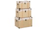 DKD Home Decor Baúl Tradicional Natural 54 x 35.5 x 35 cm Set 3 Piezas Poliéster Madera