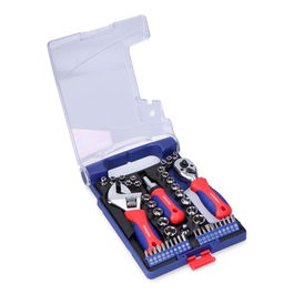 Workpro Conjunto de Herramientas Cortas 46 Piezas Acero Carbono Vasos Métricos SAE Estuche Plástico