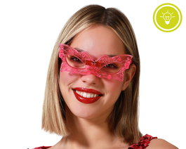 Gafas de Fiesta para Mujer Adulto Mariposa con Luz LED Rosa - Gafas Estrella Carnaval para Disfraz de Hada, Fantasía o Halloween