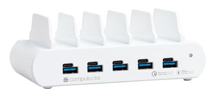Compulocks Estación de Carga USB 5 Puertos Smartphone y Tableta - 20V Blanco Corriente Alterna Interior