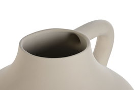 DKD Home Decor Jarrón de Gres Artesanal con Asa Beige