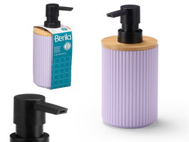 Berilo Dosificador Rayas Bambú Lila 8.2x7.5x17 cm Plástico y Bambú (Set de 24)