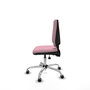 Silla de oficina Elche con mecanismo Asincro tapizada con Tela color Rosa. Equipada con Base cromada, Sin brazos y Ruedas 65 mm parqué