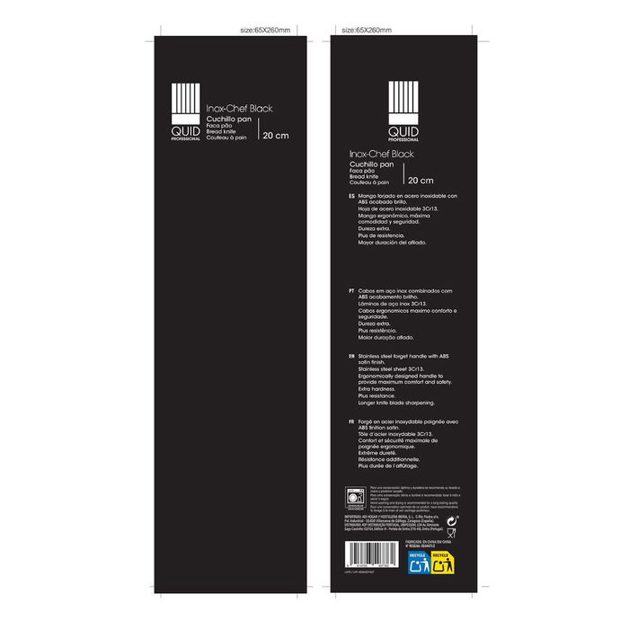Cuchillo Pan Acero Inoxidable Inox Chef Black Quid Professional 20 cm (36 Unidades) Cuchillo Pan Acero Inoxidable Inox Chef Black Quid Professional 20 cm (36 Unidades)