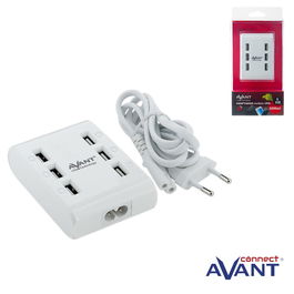 AVANT CONNECT Base de Carga Multiple con 6 Puertos USB, Cargador de 6 Amperios para Múltiples Dispositivos
