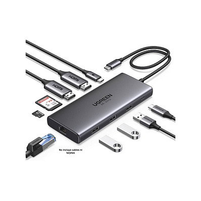 Ugreen Revodok Pro 210 Hub USB-C 10 puertos, 8K, PD 100W, Gris Ugreen Revodok Pro 210 Hub USB-C 10 puertos, 8K, PD 100W, Gris