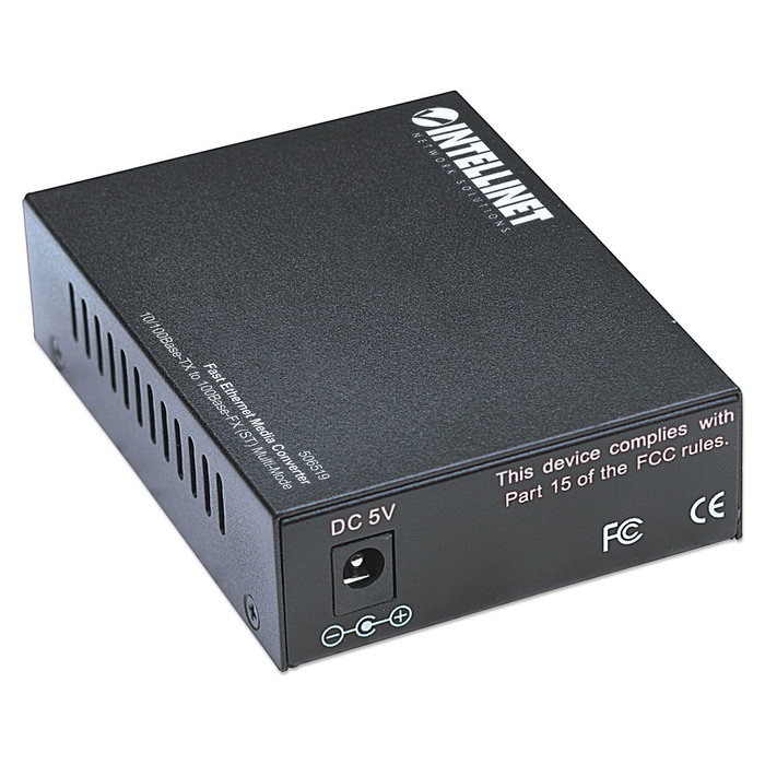 Intellinet 506519 Medienkonverter Fast Ethernet Multimode (ST) 2 km - Conversor Fibra Óptica a Ethernet LAN 10/100 Mbps Negro