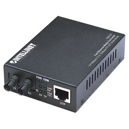 Intellinet 506519 Medienkonverter Fast Ethernet Multimode (ST) 2 km - Conversor Fibra Óptica a Ethernet LAN 10/100 Mbps Negro