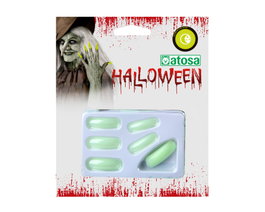 Atosa Uñas Postizas Halloween Adulto Verde Fluorescente Neon que Brillan en la Oscuridad