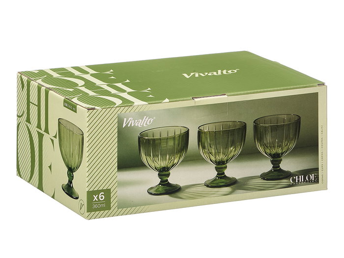 Vivalto Copa Helado Rayas 360 ml Verde 10.5x12x10.5 cm (Set de 24)