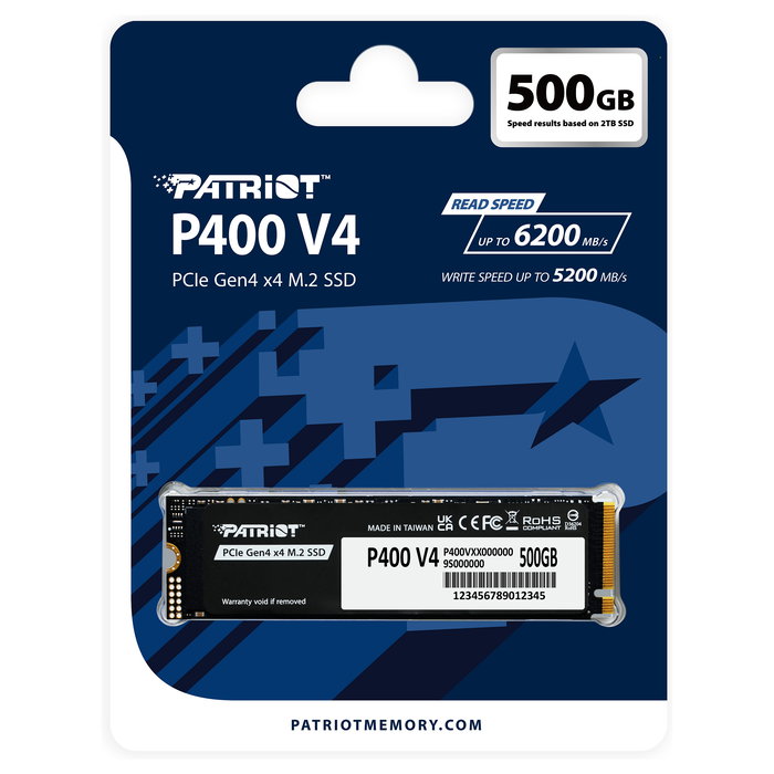Patriot Memory P400 SSD M.2 2280 NVMe PCIe 4.0 500GB - Lectura 5000MB/s, Escritura 3000MB/s con Disipador de Calor Patriot Memory P400 SSD M.2 2280 NVMe PCIe 4.0 500GB - Lectura 5000MB/s, Escritura 3000MB/s con Disipador de Calor